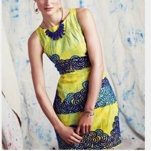 Anthropologie Tabitha Azure Scroll Dress